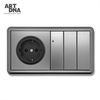 Artdna EU German Wall Socket and Three Gang Wall Switch Socket